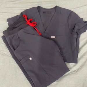 Figs gray scrub top and bottom
